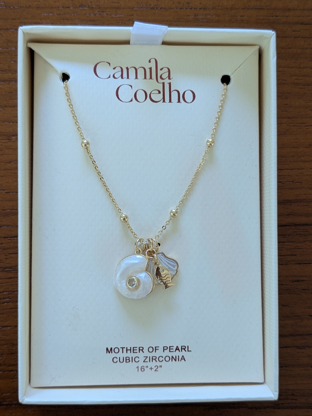 Camila Coelho Gold Mother-of-Pearl Charm Necklace NEW